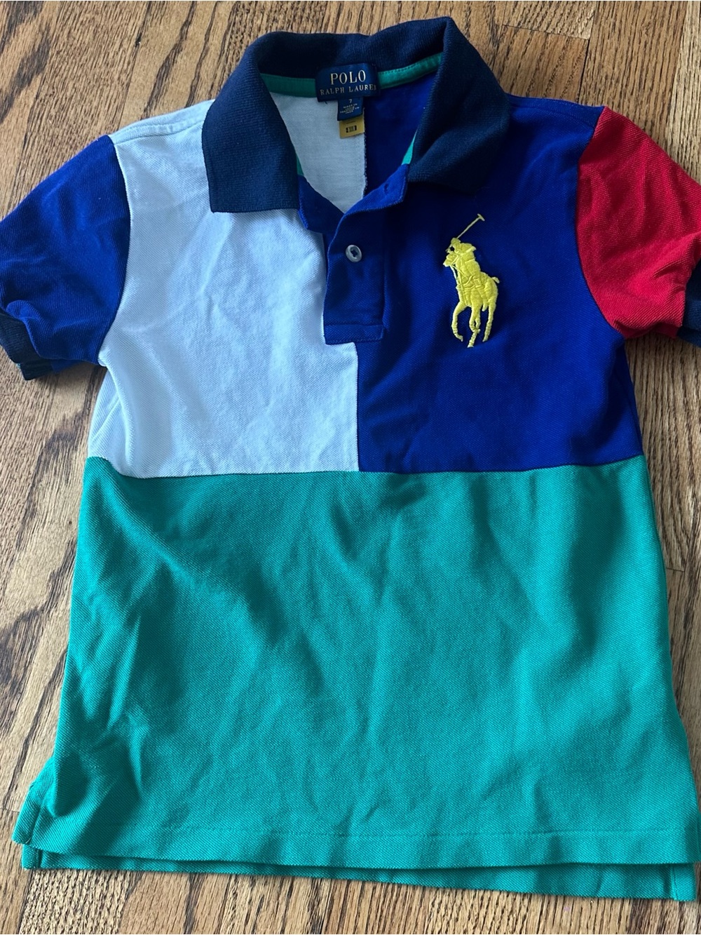 Polo by Ralph Lauren Colorblock Polo in Blue Green White Red